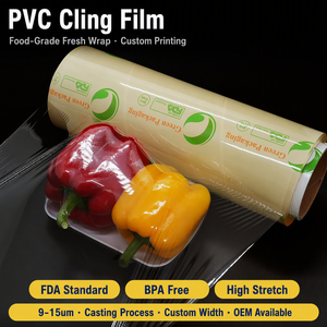 <span class=keywords><strong>Film</strong></span> <span class=keywords><strong>étirable</strong></span> en PVC de 30 cm <span class=keywords><strong>x</strong></span> 300 m, <span class=keywords><strong>film</strong></span> alimentaire transparent de qualité alimentaire, <span class=keywords><strong>film</strong></span> <span class=keywords><strong>étirable</strong></span> en plastique pour l'emballage - Product Image 1
