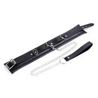 Collier de cou en cuir PU avec chaînes Ceinture réglable Collier ras du cou Poignets BDSM Bondage Gear Contraintes soumises Esclave Fétiche
