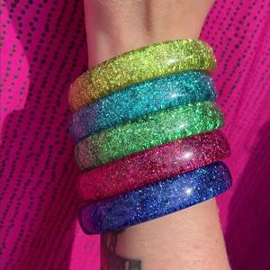 High Quality Glitter Resin Crafts Bangle Set Colorful Floral Pattern Handmade <b>Bracelets</b> for Women ZNZ CRAFT Fashion Jewelry - Product Image 4