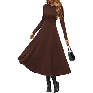 PrettYGARDEN 2025 Vestido de Cóctel Elegante y Clásico para Mujer, Manga Larga, Midi, Fluido, Modesto, Vestido de Fiesta de Invierno con Decoración de Volantes - Product Image 3