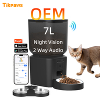 Distributeur automatique de nourriture pour animaux de compagnie intelligent WiFi avec caméra, contrôle par application Tuya, 7L, OEM, pour chat et chien, avec réglage de l'heure