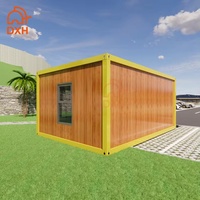 Garage préfabriqué en conteneur, modèle DXH, en acier moderne, prix bas, installation rapide, pour maison individuelle, avec porte à enroulement électrique.
