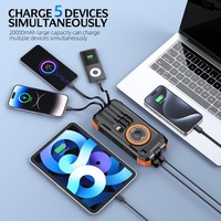Nouvelle Banque d'alimentation solaire sans fil 4 en 1 15W à manivelle 20000mAh Micro USB pour Smartphone, Montre et Écouteurs TWS