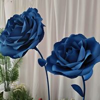 Décor de mariage, énorme toile de fond florale artificielle en mousse EVA, fleurs modernes faites à la main, roses bleues réalistes, Saint-Valentin, remise des diplômes