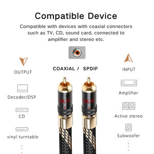 SKW Audiophiles de alta calidad Subwoofer Lock 24K <span class=keywords><strong>Cable</strong></span> RCA chapado en oro Monitor de altavoces de protección múltiple de cobre de pureza ultraalta - Product Image 3