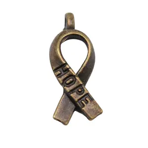 AA016008 Colar de pulseira de prata antiga DIY pingentes pingentes fita de conscientização do câncer com contas de amuleto de esperança