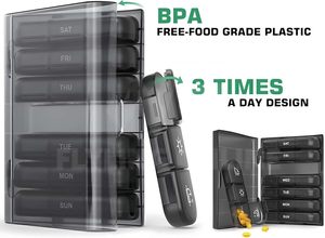 Portable 7 Day 28 Compartments Black Pill Box Weekly Pill Organizer Large Capacity Travel Pill Container - Product Image 2
