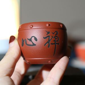Maceta Miniatura de Arcilla Morada en Forma de Tambor, Diseño de Loto Hecho a Mano para Plantar Bonsáis y Suculentas - Product Image 4