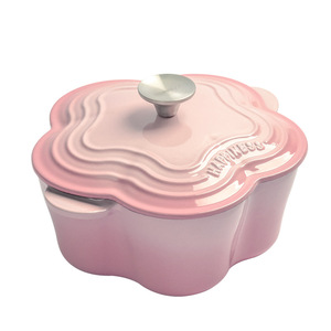Pentola <span class=keywords><strong>in</strong></span> <span class=keywords><strong>Ghisa</strong></span> Smaltata a Forma di Petalo, Lusso Accessibile, Pentola Mini Ispessita per Zuppe e Stufati, Utensile da Cucina Domestico - Product Image 1