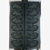 Machine à gaufres électrique automatique en acier inoxydable en forme de poisson Taiyaki 6 trous antiadhésive, nouvelle machine à faire des gaufres et des crêpes