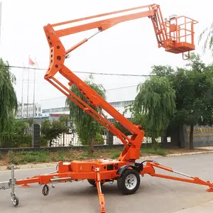 China 12 m 14 m elektrische batteriebetriebene konstruktion lufthebebühne kirschpickeraufzug boomschlepper für lifting mann