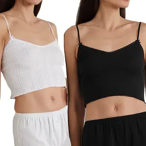 Women's Sleepwear Women Summer 2 Pieces Clothes Outfits Camisoles Sleeveless Sling Tank Tops And Elastic Waist Shorts Set