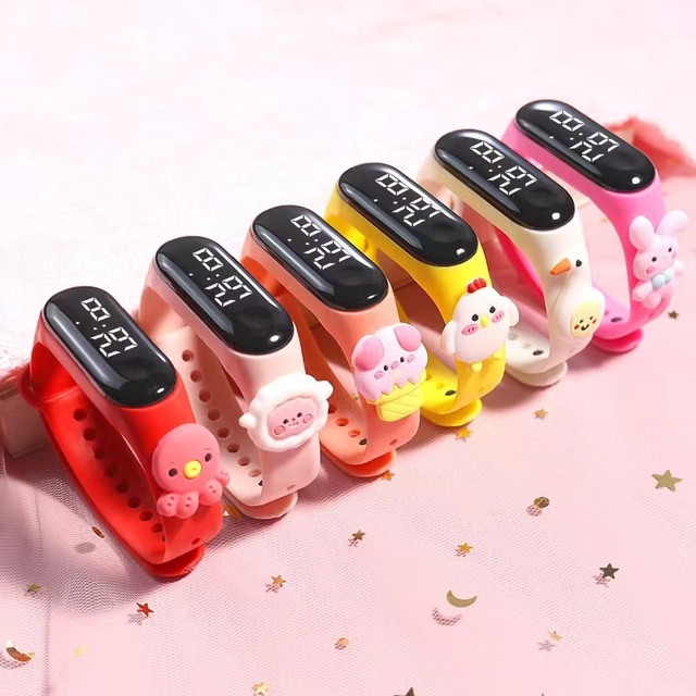Hot Sale Waterproof Cartoon Digital Watch Children's Doll Led Bracelet Touch Screen Electronic Watch Gift for Kids