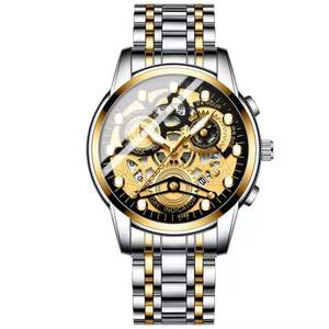 Reloj automático de lujo de alta gama personalizado 24K 18K oro real para hombre reloj mecánico de moissanita de diamante de laboratorio con bisel colorido helado - Product Image 3