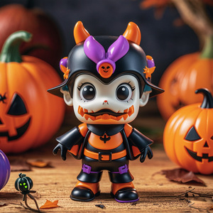 Poupée sorcière en plastique pour Halloween, décoration en forme de citrouille pour usage intérieur, design autocollant non toxique pour enfants - Product Image 4