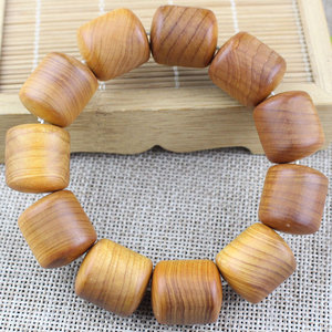 Bracelet en bois de cyprès avec perles baril 18x20mm, unisexe, pour usage quotidien, bijou de collection - Product Image 2