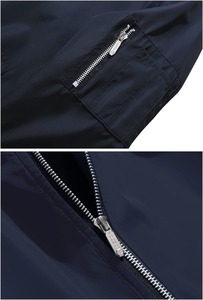 Veste universitaire à fermeture à glissière à col montant personnalisée de haute qualité pour hommes nouveau design solide tissé collé pour le printemps - Product Image 5