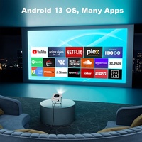 Proyector de Video Inteligente Portátil Nativo 720P, Android 13, WiFi, BT 5G, Cine en Casa, TV 3D, Mini Proyector 4K para Juegos y Películas al Aire Libre
