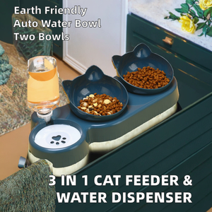 3 in 1 Eco-friendly Plastic Cat Feeder <b>Water</b> Dispenser Double Bowl Pet Food <b>Container</b> for Small Dogs Love Portable Luxurious - Product Image 2