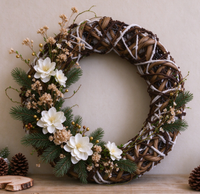 Couronne rustique en saule tressé, 3 tailles, cerceau en rotin naturel pour arrangements floraux DIY, décoration de porte et de maison style ferme