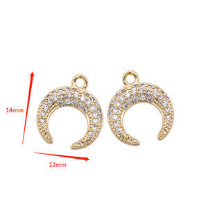 Liontin Bentuk Bulan Berlapis Emas 14K dengan Zirkon Mikro <span class=keywords><strong>Pave</strong></span> untuk Desain Fashion - Product Image 3