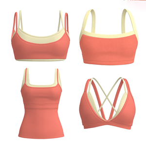 Soutien-gorge de sport pour femme à logo personnalisé, biais contrastant, décolleté en V profond, double couche, avec coussinets amovibles, maintien moyen, haut de yoga - Product Image 4