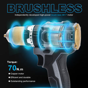 RONGPENG RL70 Taladro Percutor Inalámbrico Eléctrico de Grado Industrial de 20V, Herramientas Eléctricas a Batería, Taladro Percutor de Impacto de 2 Velocidades - Product Image 2