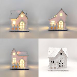 Uionen Light Up Wooden Snowflake House Cabin <b>Ornaments</b> Christmas Wooden Crafts Window Desktop Festive Home Decorations - Product Image 5