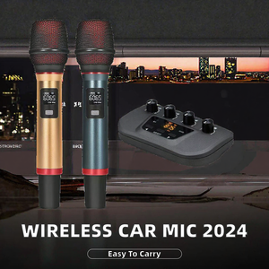 2024年新型ワイヤレスカーFMコンデンサーマイクカラオケポータブルサウンドカードノイズキャンセリング軽量メタルマイクホームパーティー用 - Product Image 4