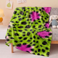 Couverture en flanelle personnalisée OEM pour dropshipping et vente en gros, motif animal guépard vibrant, en microfibre, confortable pour canapé et lit