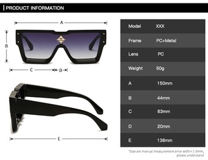 แว่นกันแดดทรงสี่เหลี่ยมเพชรแฟชั่นใหม่สุดหรู แว่นกันแดดขนาดใหญ่ แว่นตา unisex - Product Image 2