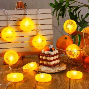 Jaune Fruit Citron Forme Chaîne Décorative Batterie Puissance Orange <span class=keywords><strong>Lime</strong></span> 19.6 pieds/40 Lumières pour Noël Fête À La Maison - Product Image 2
