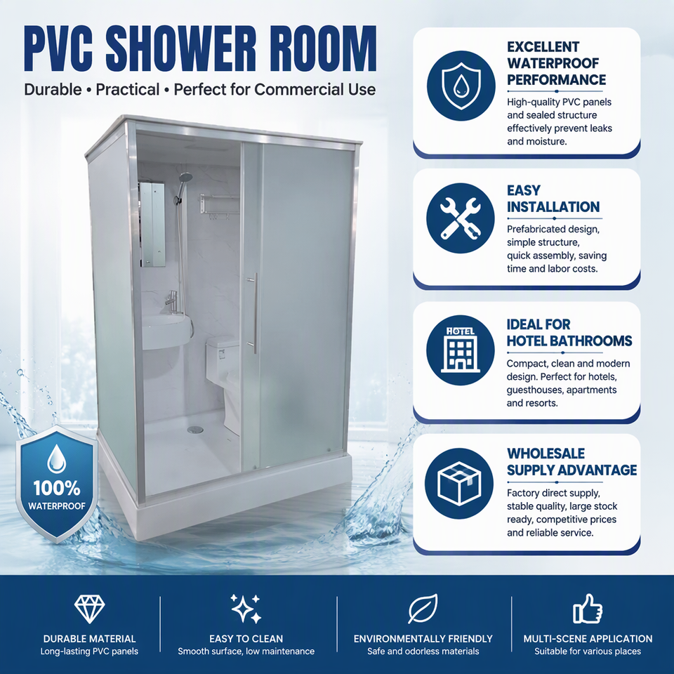 Generic Hotel Layout Prefab Modern Bathroom Integrated Shower Room Tempered Glass Frame ...