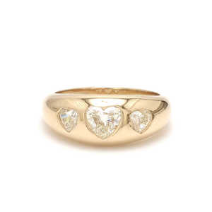 Anillos de Sello Minimalistas de Lujo con Tres Corazones de Diamantes en Oro de 14k, Exquisitos y Modernos, Certificados por Karat, para Aniversario de Mujer - Product Image 1