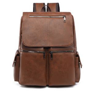 Custom PU Leather Mens' Backpack College School High Capacity Waterproof <b>Back</b> <b>Pack</b> College School Travel Bag - Product Image 1