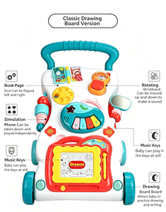 Andador de Actividades para Bebés con Volante, Música y Botones Luminosos, Andador de Aprendizaje para Sentarse y Ponerse de Pie con Volante - Product Image 1