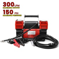 Heavy Duty 300L/Min 12V compresseur d'air voiture camion gonfleur de pneu jauge de pression des pneus 26ft tuyau d'extension double cylindre 150PSI