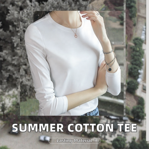 Camisetas de Manga Larga Estampadas para Mujer, Casuales, Transpirables, de Algodón Mercerizado, Anti-Pilling, de Secado Rápido, Modernas, Vibrantes, para Uso Diario - Product Image 4