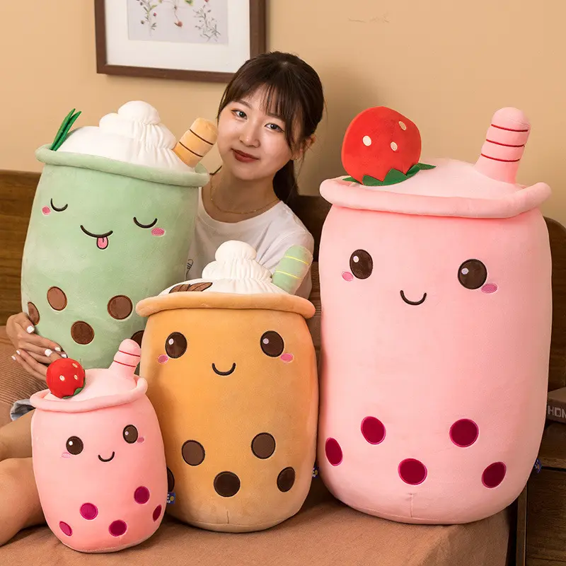 Boba Bubble Parel Melk Thee Cup Vormige Pluche Kussen, super Soft Back Kussen Kinderen Speelgoed Verjaardagscadeau Gevulde Grappige Cartoon Boba