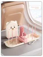 Ensemble de brosses de nettoyage pour biberons avec support de séchage et étui de rangement - Kit de nettoyage portable pour biberons en silicone et PP