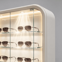 Présentoir en bois pour lunettes de soleil, vitrine de magasin d'optique, étagère personnalisée pour lunettes, décoration de magasin, armoire de présentation de lunettes