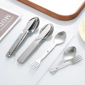 430 thép không gỉ bền máy rửa chén an toàn đa chức năng di động cắm trại Bộ đồ ăn có thể tháo rời ngoài trời dao muỗng nĩa đặt - Product Image 1