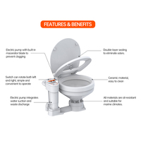 SEAFLO 12V/24V Electric Marine Toilet with Small Seat, Ceramic Self-Priming Boat RV Yacht Motorhome Toilet with Macerator Pump