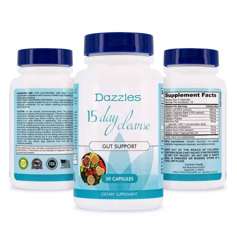 La salute dell'intestino e l'integratore del rivestimento intestinale hanno migliorato il Comfort digestivo 15 giorni di pulizia Detox intestino e Colon supporto capsule avanzate