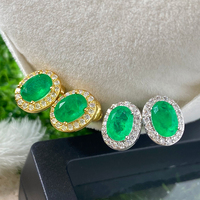 Pendientes de tuerca con gema brasileña azul Paraíba vibrante, corte ovalado, halo de circonita, para bodas, fiestas, regalo, joyería al por mayor