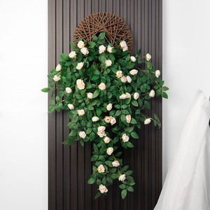 Mur de fleurs artificielles en rose, 87 cm, en soie, pour décoration extérieure et intérieure - Product Image 5