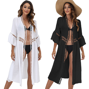 Kimono de encaje transpirable ecológico liso para mujer, ideal como bata de playa o traje de baño, venta al por mayor de fábrica para vacaciones - Product Image 1