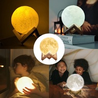 Lampe Offre Spéciale Lune 16 Couleurs Télécommande Tactile Sens LED Impression 3D Lumière de Lune avec Support en Bois pour Enfants Amis Amant Anniversaire