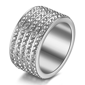 Fashion <b>Ring</b> 12MM Rose Gold 5 Row <b>Crystal</b> Channel Setting Unisex Party Jewelry - Product Image 5