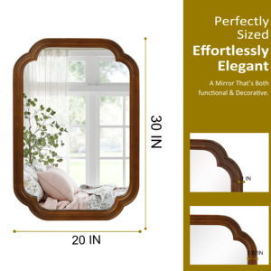 Espejo decorativo con marco de madera maciza color nogal negro de 20 x 30 pulgadas con esquinas redondeadas para dormitorio, baño, sala de estar, entrada. - Product Image 5